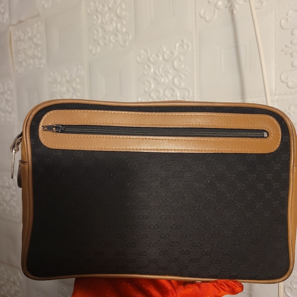 Gucci MICRO GG Canvas/Leather Black/Brown Large Rare New Clutch AUTHENTIC VINTAG - Picture 6 of 16